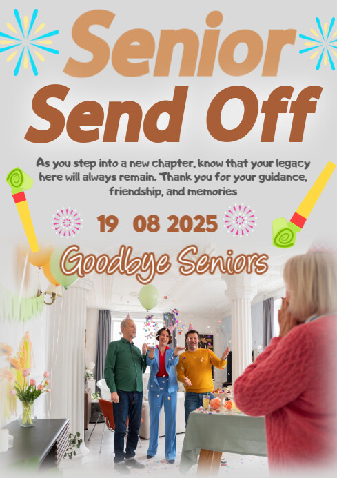 White Joyful Senior Send Off A3 Template | PosterMyWall