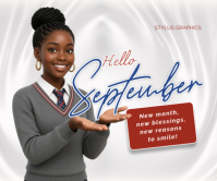 White September Greeting Duży prostokąt Template
