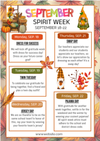 White School Spirit Week A6 Template