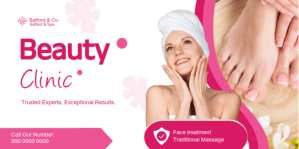 Hvid White Joyful Service/salon/therapy/skin/treatment/clinic/beauty/pink/banner/dermatology Poster Event Eventbrite Banner Template