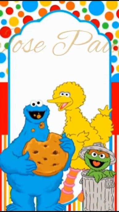 White Joyful Sesame Street Birthday Invitatio Digital Display (9:16) template