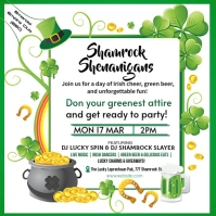 White Joyful Shamrock Party Invitation Square (1:1) template