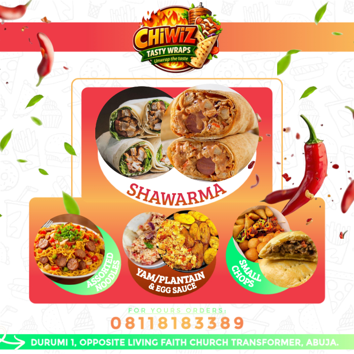 White Joyful Shawarma and Fast Food Promotion Instagram Post Template ...