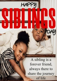 White Joyful Siblings Day Design A2 template