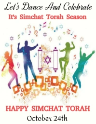 White Joyful Simchat Torah Celebration  Flyer (us Letter) template