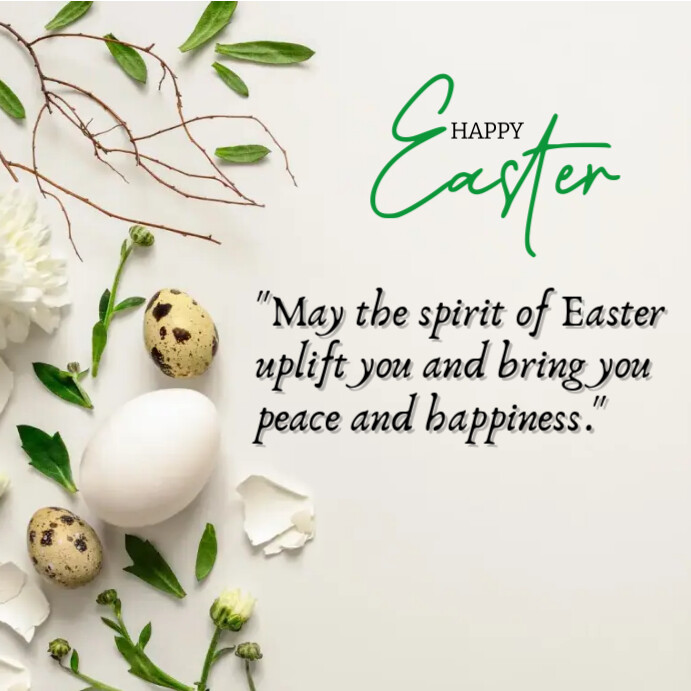 White Joyful Simple Easter Greeting And Best Wishes Template  Square (1:1)