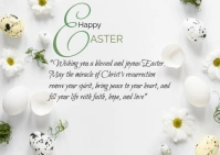 White Joyful Simple Elegant Easter Greeting Card Wishes Postcard template