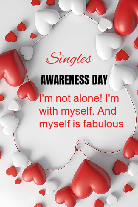 White Joyful Singles Awareness Day Pinterest Graphic template