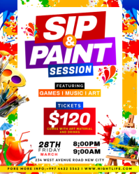 White Sip and Paint Event Instagram Portrait Template