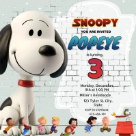 White Joyful Snoopy Birthday Instagram Post template