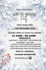 White Joyful Snow Party Invitation  Pinterest Graphic template