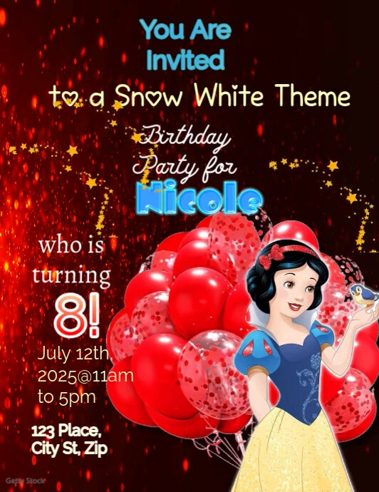 White Joyful Snow White Themed Flyer (us Letter) template