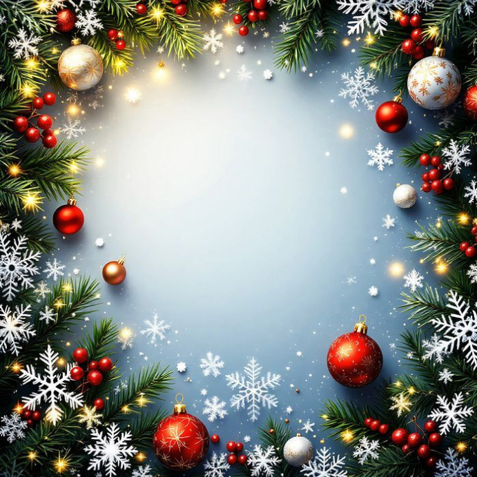 Plantilla de White Joyful Snowy Christmas Frame Instagram Post ...