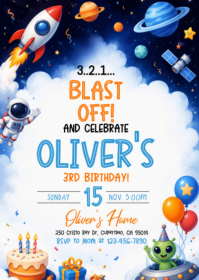 White Birthday Invitation A6 Template