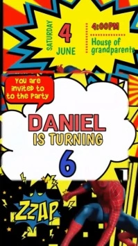 White Joyful Spiderman Birthday Digital Displ template