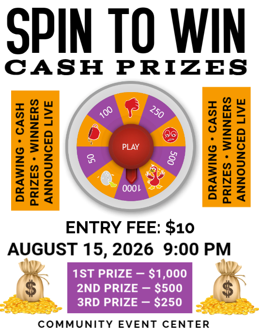 White Spin To Win Event Flyers Template | PosterMyWall