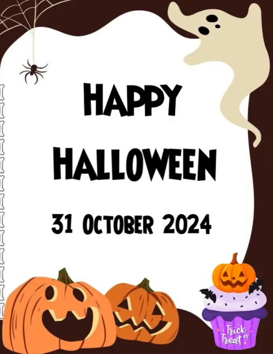 White Joyful Spooky Halloween Trio  Flyer (us Letter) template