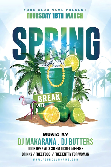 White Joyful Spring Break Party Poster Template | PosterMyWall