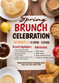 White Joyful Spring Brunch Celebration A6 Video template