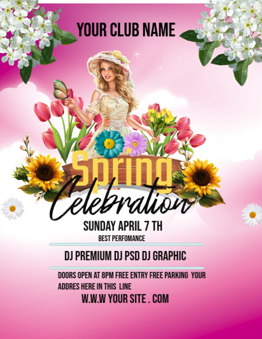 White Joyful Spring Celebration Flyer (us Letter) template