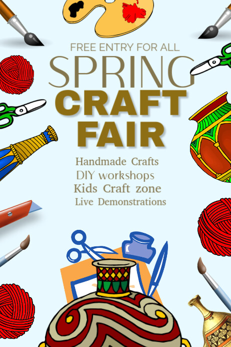 White Joyful Spring Craft Fair Poster Template | PosterMyWall