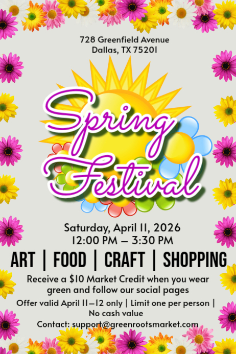 White Joyful Spring Festival Poster Template | PosterMyWall