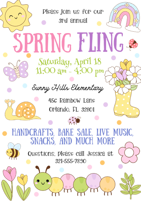 White Spring Fling Event A4 Template | PosterMyWall