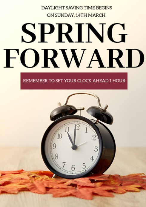 White Joyful Spring Forward A1 Template | PosterMyWall