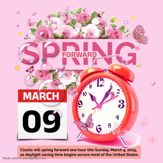 White Joyful Spring Forward Template | PosterMyWall
