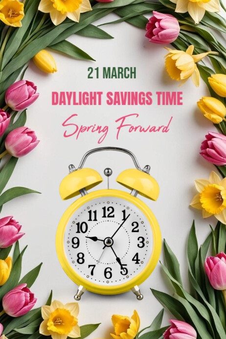 White Joyful Spring Forward  Poster template