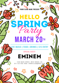 White Joyful Spring Party A4 template