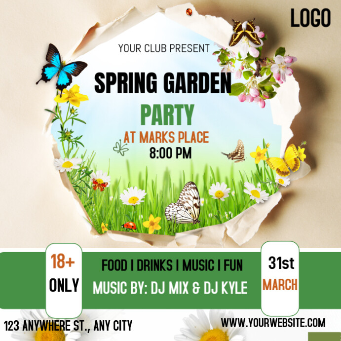Send Spring Party Invitations White Joyful Spring Party Invitations Online Design Flyer/template ...