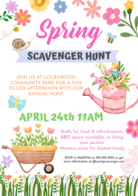 White Joyful Spring Scavenger Hunt A4 template