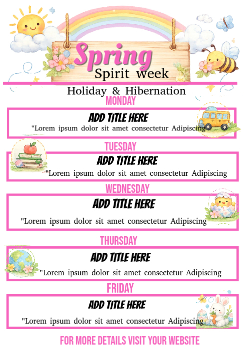 Copy of White Joyful Spring Spirit Week A3 | PosterMyWall