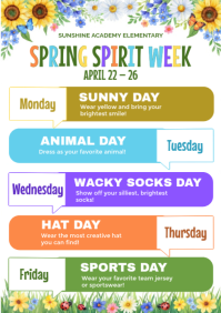 White Joyful Spring Spirit Week A4 template