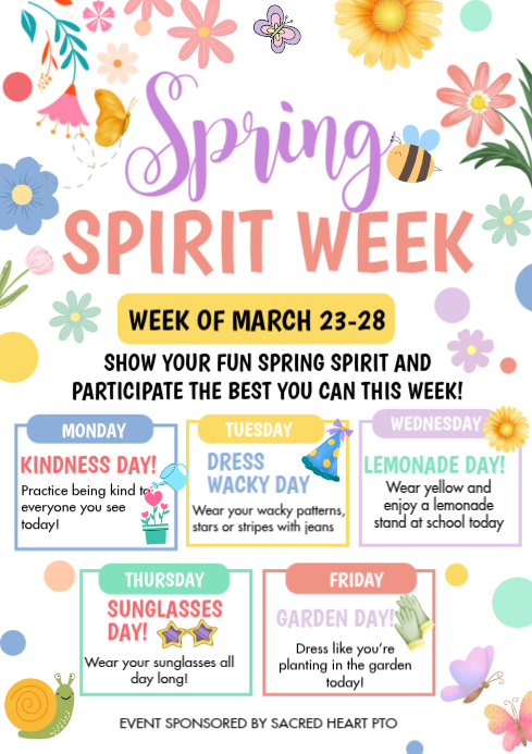 White Spring Spirit Week A4 Template | PosterMyWall