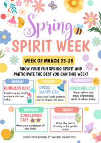 White Joyful Spring Spirit Week A4 template