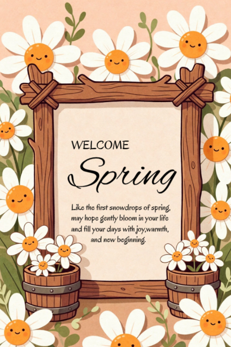 Welcome Spring R Poster White Joyful Spring Welcome Poster Template | PosterMyWall