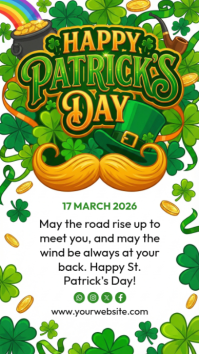 White Joyful St. Patrick's Day Celebration Instagram Story Instagram-Story template