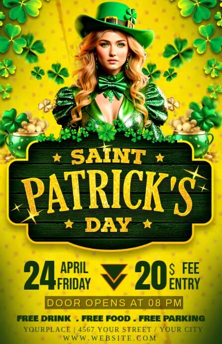 White Joyful St. Patrick's Party Half Page Wide Полстраницы широкого формата template