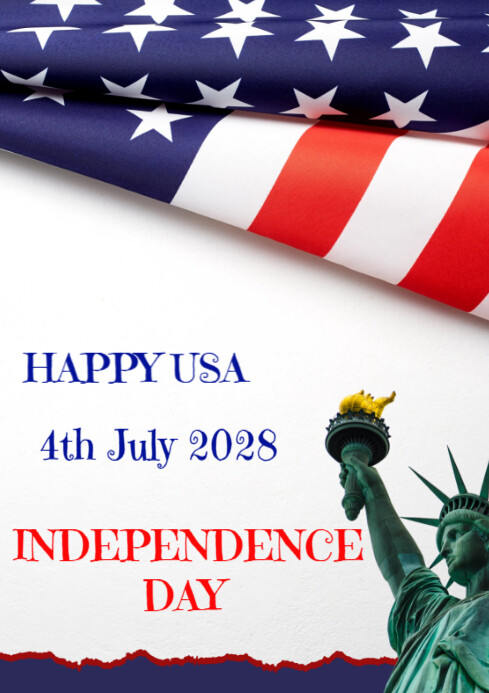 White Joyful Stars And Stripes A4 Template | PosterMyWall