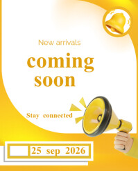 White Joyful Stay Tuned Coming Soon  Instagram Portrait template