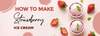 White Joyful Strawberry Ice Cream Facebook Cover Photo template