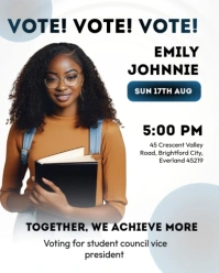 White Joyful Student Council President/vice President Campaign Flyer Instagram Portrait template