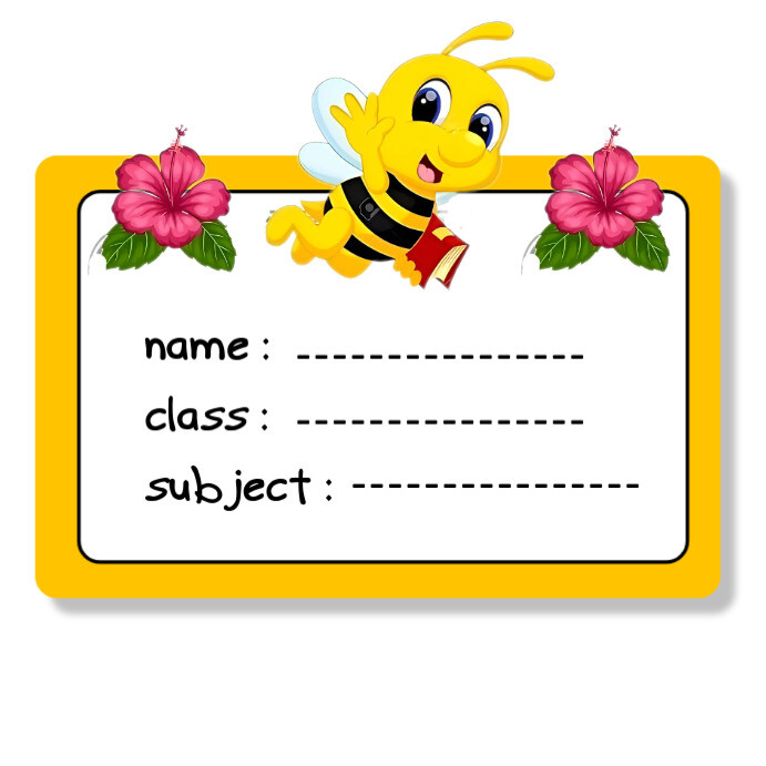 Students Notebook Tag White Joyful Student Name Tag For Notebook Instagram Post Template ...
