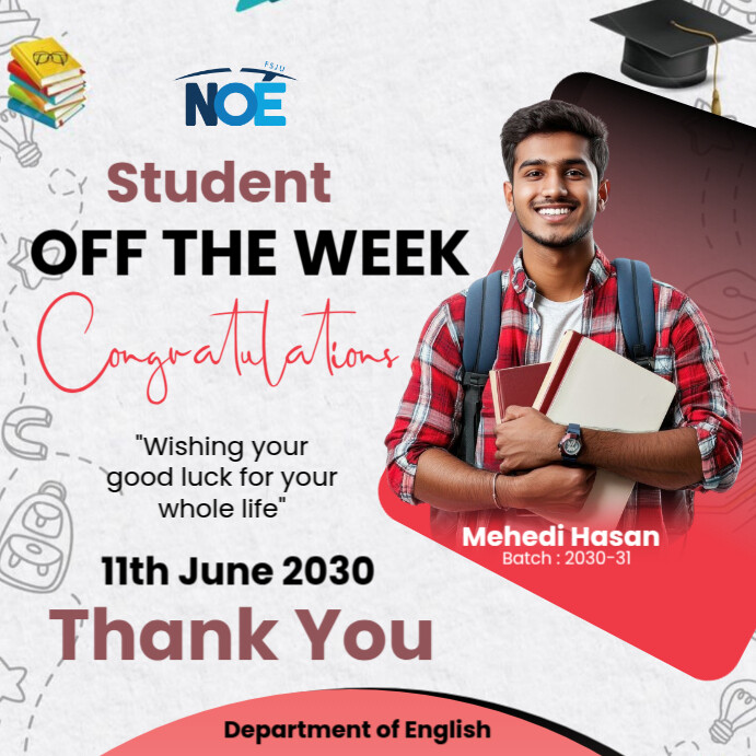 Copy of White Joyful Student Of The Week Instagram Post | PosterMyWall