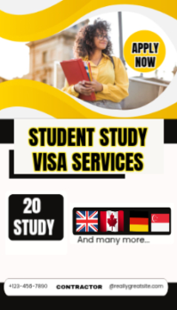 White White Joyful Study Student Visa Now New Apply Here Now 205 Business Card Visitkort Template