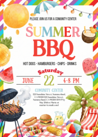 White Joyful Summer BBQ Event A6 template