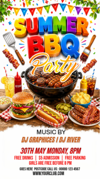 White Joyful Summer BBQ Party Instagram Story template