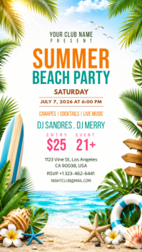 White Summer Beach Party Instagram-verhaal Template